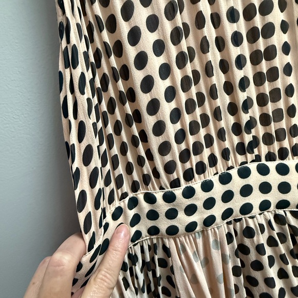 NWT Anthropologie Sleeveless Mini Dress in Pinkish/Tan and Black Polka Dots L - Picture 15 of 16